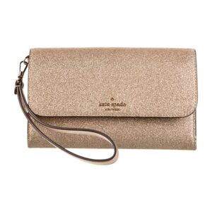 NWOT Kate Spade Gold Leather Wristlet Clutch